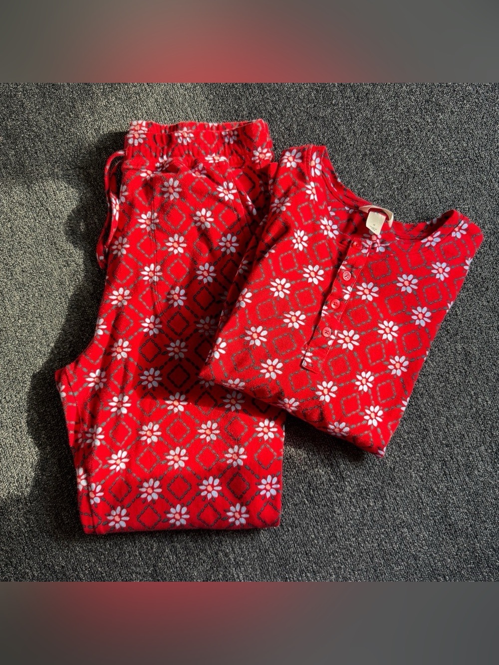 Vera Bradley Red PJ Pajama Set Longsleeve Pants Women’s Size Medium